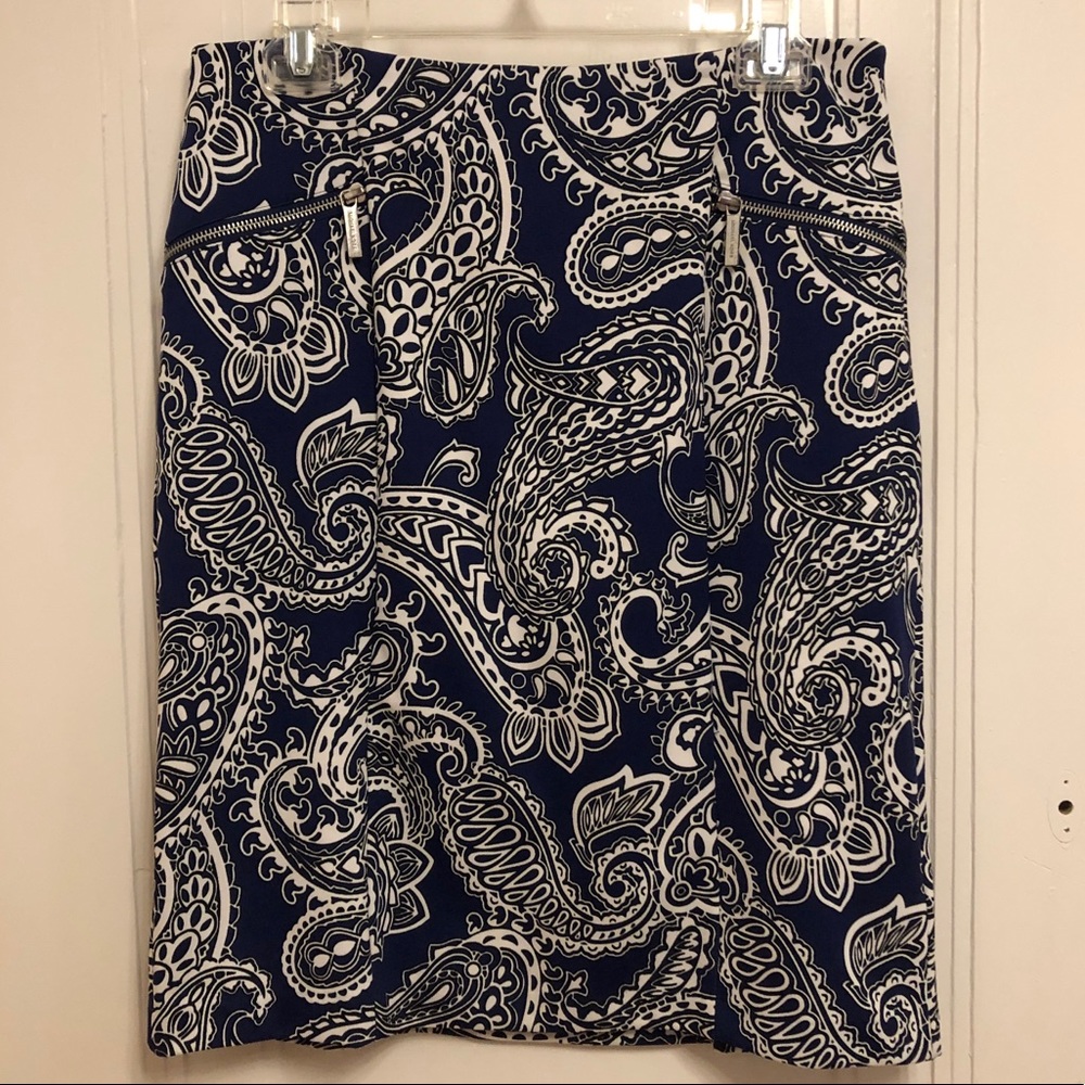 Navy & White Michael Kors Paisley Skirt